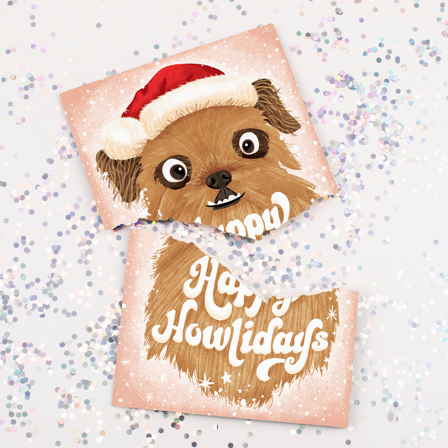 Endless Musical Greeting Card Dog Christmas With Glitter Bomb