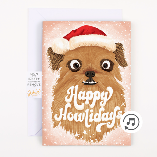 Endless Musical Greeting Card Dog Christmas With Glitter Bomb