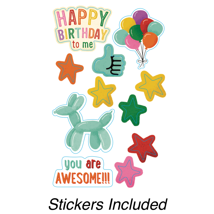 Endless Musical Greeting Card Piñata Birthday With Stickers and Glitter Bomb